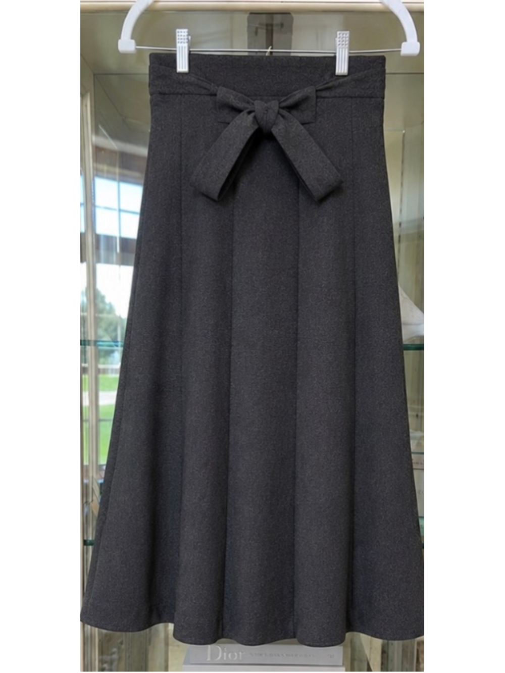 Peserico Midi Skirt Size 42/6 Grey High Waisted Italian Luxury Bow